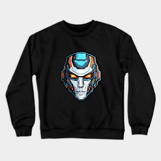 Intimidating Sci-Fi Cyborg Head with Fiery Eyes Crewneck Sweatshirt